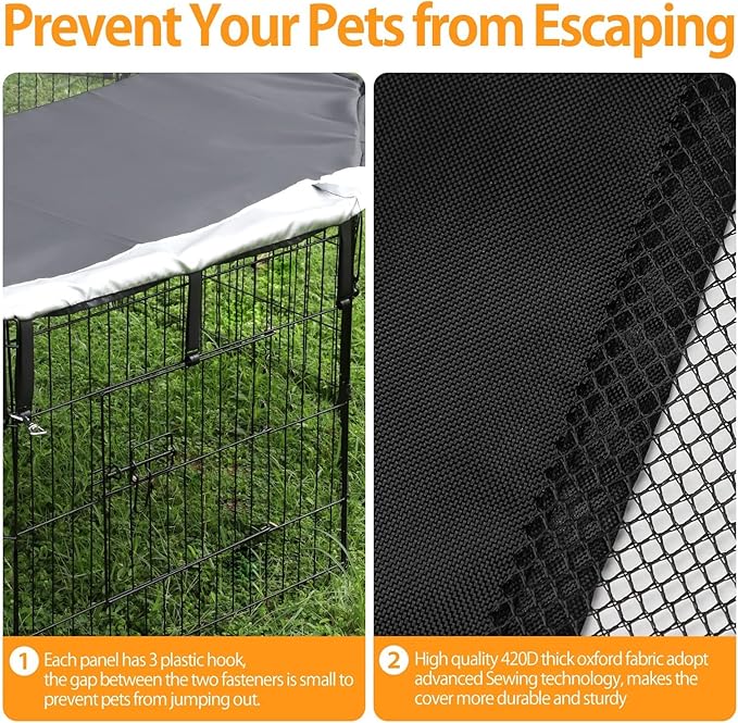 PJYuCien Mesh Top Cover - Fits 8 Panels 24 Inch Width Plastic/Metal Pet Pen Octagonal Dog Playpen (Note: Only Pen Top Cover, NO PLAYPEN)
