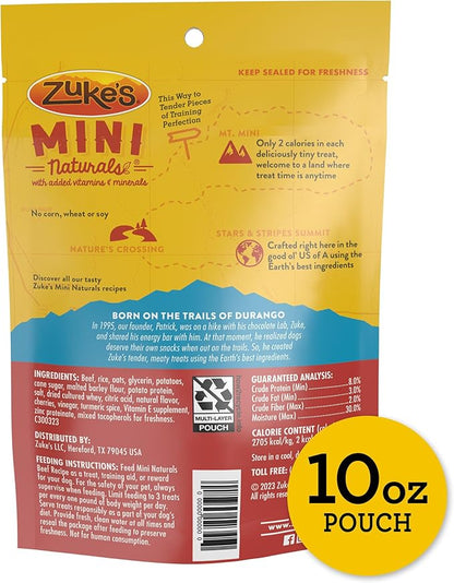 Zuke’s Mini Naturals Dog Training Treats for Dogs, Pet Treats made with Real Beef - 10 oz. Pouch