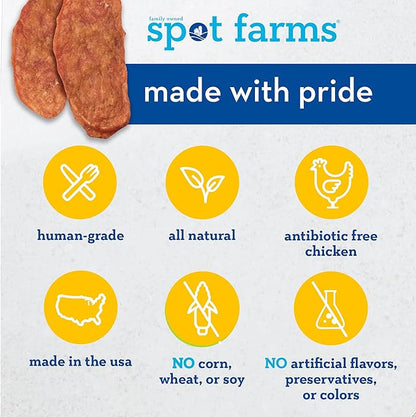 spot farms All Natural Human Grade Dog Treats, Chicken Jerky with Flaxseed and Vitamin E, 12.5 Ounce (Pack of 2)