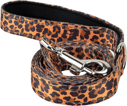 EcoBark Dog Leash - Soft & Reflective Comfort Leash with Padded Handle - Soft, Strong, & Durable for Small, Medium or Large Dogs (Cheetah)