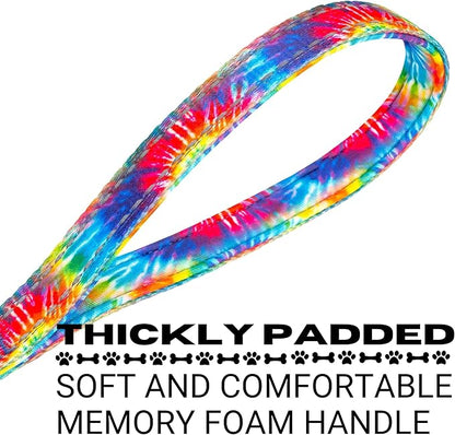EcoBark Dog Leash - Soft & Reflective Comfort Leashes with Padded Handle - Safe, Strong, & Durable for Small, Medium or Large Dogs (Tie Dye)