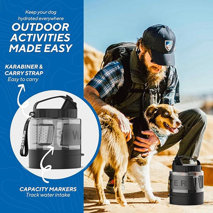 lesotc Portable Dog Water Bottle, 56oz Large Travel Water Bowl Dispenser for Dogs Camping Beach Walking Essentials, Big Pet Bottles Hiking Traveling Park Car Trips Accessories for On the Go, BPA Free
