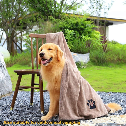 Dogvingpk Extra Large Dog Towel Super Absorbent Soft Microfiber Pet Bath Grooming Towels for Drying Dogs and Other Pets (XL-55" * 36", Brown)