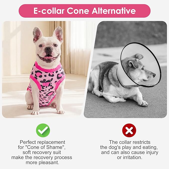 cyeollo Dog Recovery Suit Female, Breathable Surgery Suit for Dogs Female After Spayed, Soft Surgical Body Suit Dog Onesie, E-Collar & Cone Alternative, Anti-Licking Wound Surgery Clothes, Leopard S
