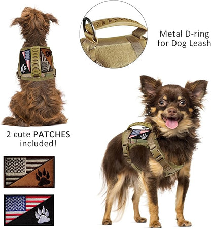 Tactical Dog Harness Tactical Puppy Vest with Rubber Handle K9 Military Adjustable Pet Vest Harness for Outdoor Training XS Dog Harness (Camouflage Harness)