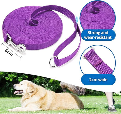 BAAPET 15/20/30/50/100 ft Long Dog Training Leash with Clickers for Small, Medium and Large Dogs or Cats (100 Feet, Purple)