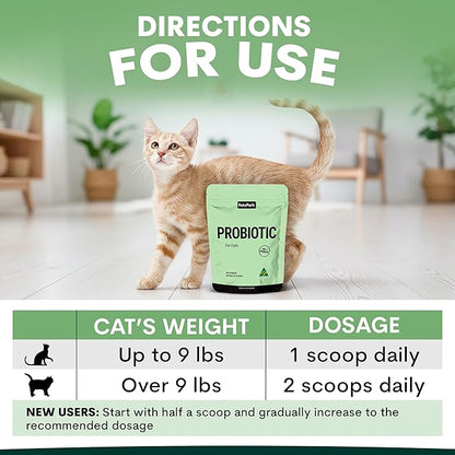 Petz Park Probiotics for Cats 60 Scoops, Cat Probiotic Powder for Hairball and Digestive Support, Gut Health Supplement for Cats and Kittens, Cat Food Topper Made in Australia