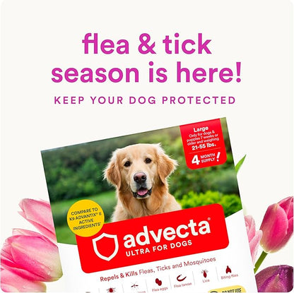 Advecta Ultra Flea and Tick Prevention for Dogs - Large Dog Flea and Tick Treatment & Control - Mosquito Repellent - Fast Acting Waterproof Topical Drops, 2 Month Supply