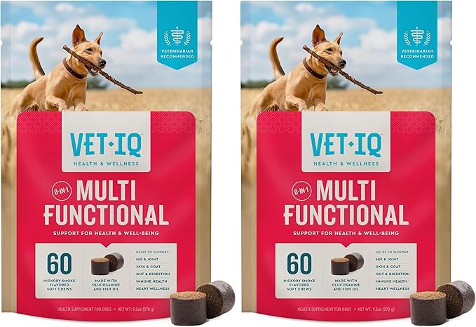 VetIQ 8-in-One Multifunctional Supplement for Dogs, Supports Hip & Joint, Urinary Tract, Immune System, Skin Health and Heart Health, Soft Chews, Made in The USA, (Pack of 120)