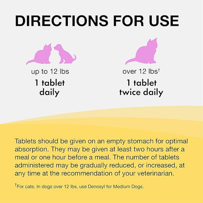Nutramax Laboratories Denosyl for Dogs and Cats, Liver Health Supplement for Cats and Small Dogs, with S-adenosylmethionine (SAMe), Stabilized Tablets, 30 Count