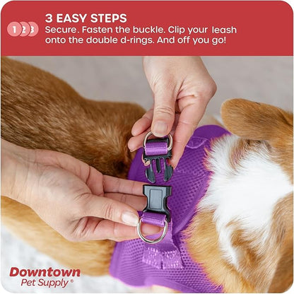 Downtown Pet Supply Step-in Dog Harness – No Pull, Adjustable Padded Mesh with Reflective Trim, Secure Buckle Strap – Comfortable & Breathable Small Dog Harness, XX-Small, Purple