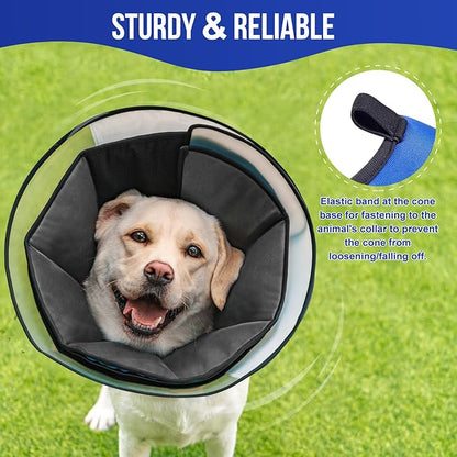 OneTigris Elizabethan Collar Soft Dog Cone for Dogs After Surgery, Breathable Pet Recovery Collar for Large Medium Small Dogs and Cats, Adjustable Dog Cone Collar (Blue, L)
