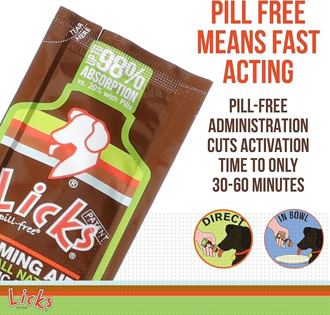 Licks Pill Free Zen Dog Calming - Calming Aid Supplements for Aggressive Behavior & Nervousness - Treats for Stress Relief & Dog Health - Gel Packets - Braised Beef Flavor, 5 Use