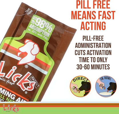 Licks Pill Free Zen Dog Calming - Calming Aid Supplements for Aggressive Behavior & Nervousness - Treats for Stress Relief & Dog Health - Gel Packets - Braised Beef Flavor, 5 Use