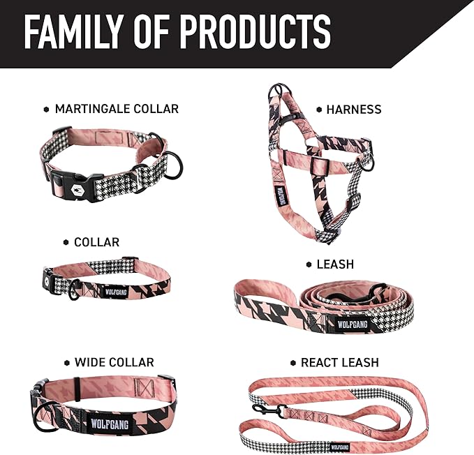 Wolfgang Heavy Duty Dog Leash, Pull-Tested to Over 800 lbs for Walking & Training, HoundsPink Print, Large