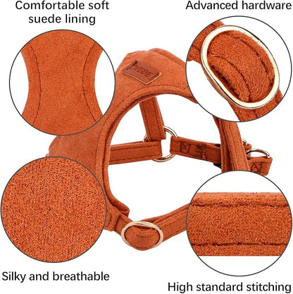 CHEDE No Pull Puppy Harness and Multifunction Dog Leash Set- 8 Colors Soft Adjustable No Choke Escape Proof Cute,Lightweight Pet Vest Harness for Small and Medium Dog (XS, Khaki)
