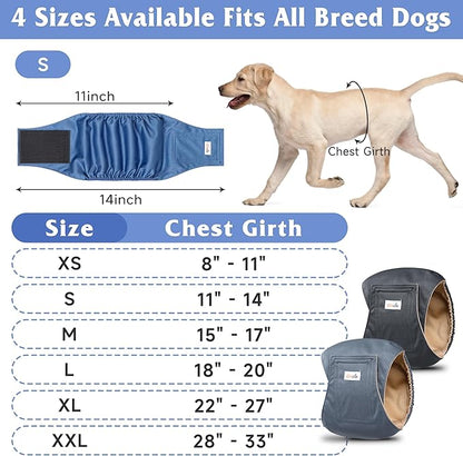 5 Pack Dog Diapers Male Reusable, Premium Belly Bands for Dogs, High Absorbing Male Dog Pee Wraps for Doggie in Incontinence or Excitable Urination and Training Gray S