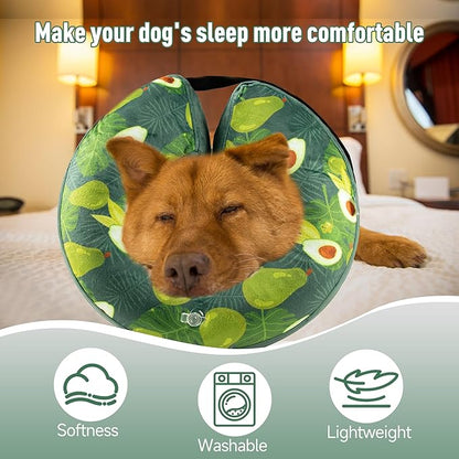 Inflatable Dog Cone, Soft Dog Cone Collar After Surgery for Alternative with Enhanced Anti-Licking Guard Shield Adjustable Detachable, Elizabethan Collar (XL, Avocado)