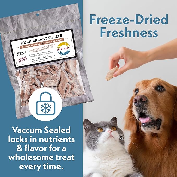 Fresh Is Best Duck Breast Fillets – Made from Sliced Whole Duck Breasts – Raw Freeze Dried Cat Treats in Resealable Zipper Bag – High-Protein for Dogs & Cats – Made in the USA