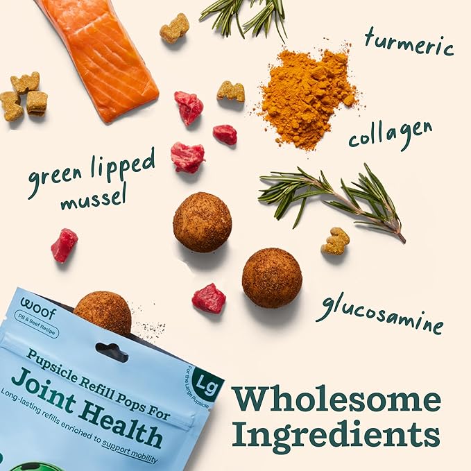 WOOF Hip & Joint Pupsicle Refill Pops - Dog Supplement for the Pupsicle Toy to Support Joint Health, Recovery, and Mobility - Large Pops