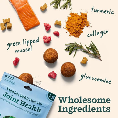 WOOF Hip & Joint Pupsicle Refill Pops - Dog Supplement for the Pupsicle Toy to Support Joint Health, Recovery, and Mobility - Large Pops