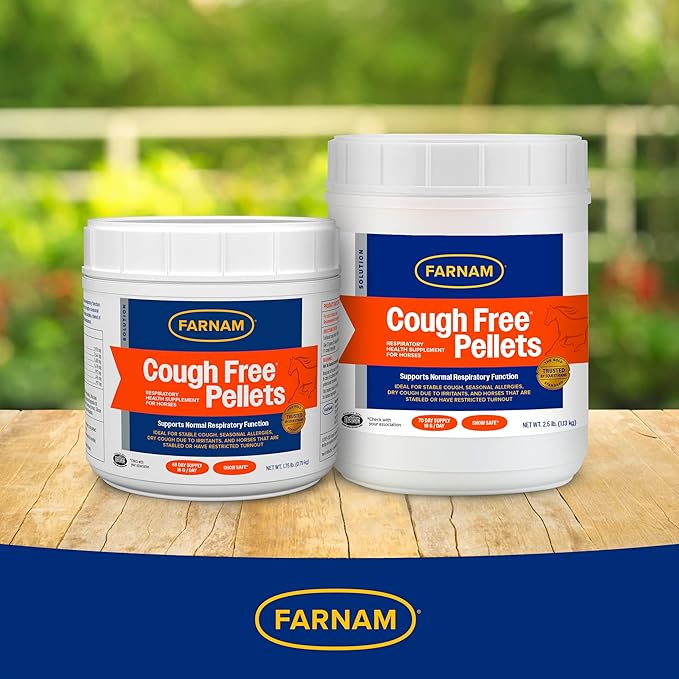 Farnam Cough Free Horse Supplement Pellets, Respiratory Support for Seasonal Allergies, Stable Cough, Lung Support Supplement, Show Safe, Herbal Formula, 2.5 lbs, 70-Day Supply