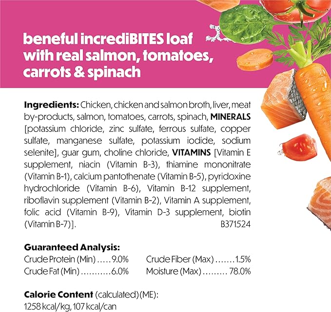 Purina Beneful Small Breed Wet Dog Food, IncrediBites Loaf With Real Salmon Recipe - (Pack of 12) 3 oz. Cans