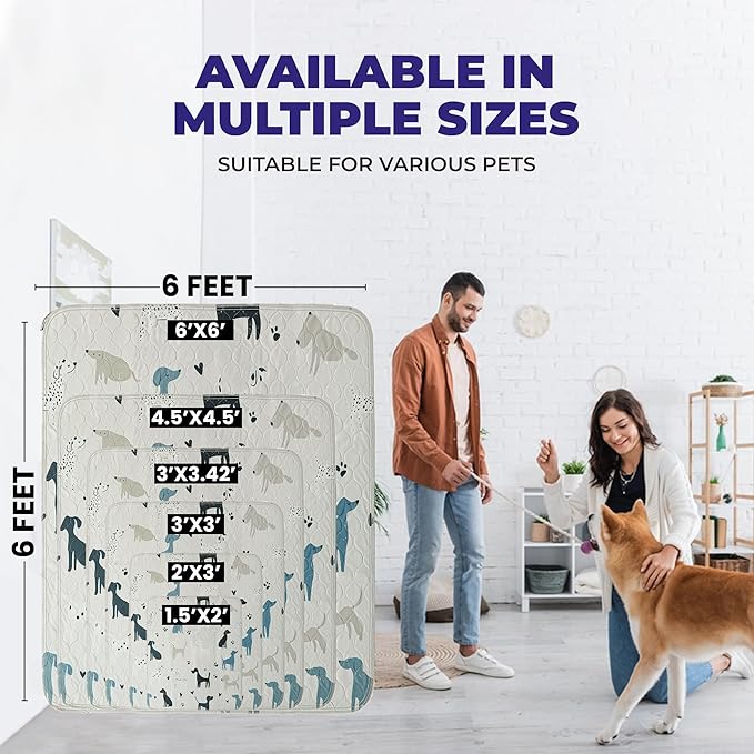 PUPIBOO Washable Pee Pads for Dogs and Cats - Super Absorbent Reusable Puppy Training Pads - 100% Waterproof, Leak-Proof & Non-Slip Whelping Pads for Pet Housebreaking