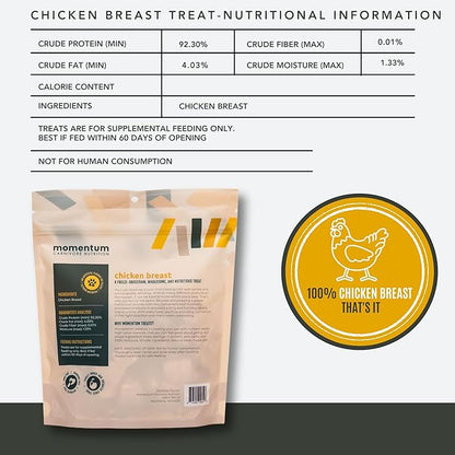 Momentum Carnivore Nutrition Freeze-Dried Chicken Breast Dog Treats & Cat Treats – Single-Ingredient, High-Protein, Grain-Free, Lean & Easily Digestible – Made in USA – 3 oz Bag