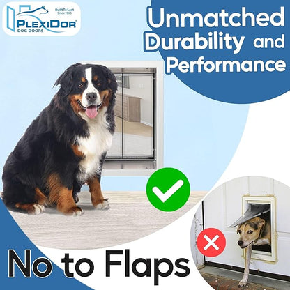 Plexidor Performance Pet Doors for Cats and Dogs - Wall Mount Pet Door with Lock and Key - Energy Efficient - White