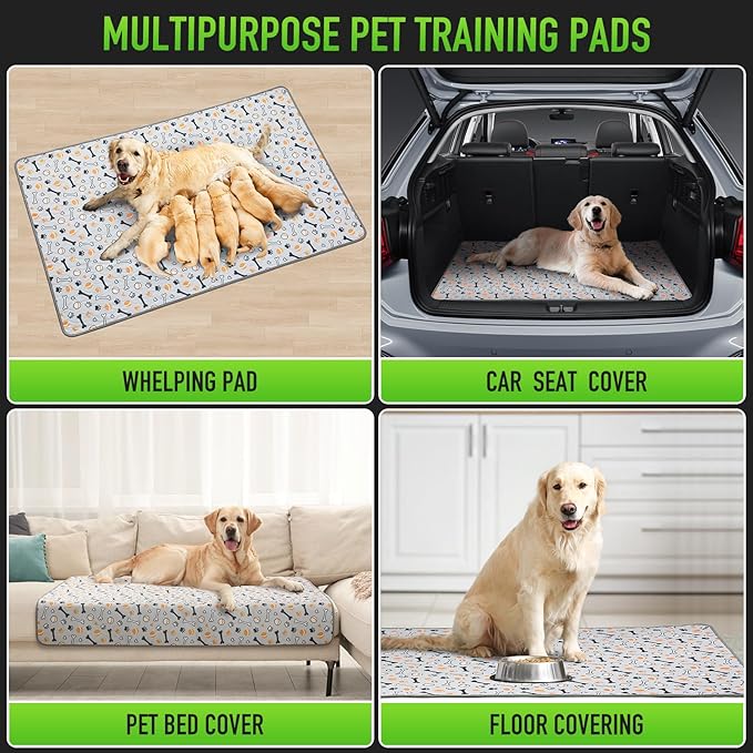 Hompet Washable Pee Pads for Dogs, 28"x19", 2-Pack Thick Heavy Absorbency Reusable Pee Pads Prevent Leakage Non-Slip, Pet Training Pads for Puppy Playpen, Crate, Potty, Floor, Bed, Sofa