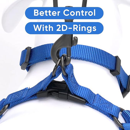 Pawtitas Solid Step-in Dog Harness – Adjustable No-Pull Vest for Puppies to Seniors, Safe & Comfortable L Blue
