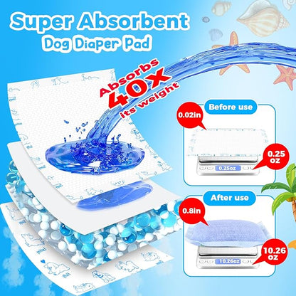 Dog Diaper Liners 100ct, Upgraded Ultra-Thin & Super Absorbent Dog Diapers Booster Pads for Male and Female Dogs, Disposable Doggy Diapers Inserts for Dog Belly Bands Wraps Period Panties (Regular)