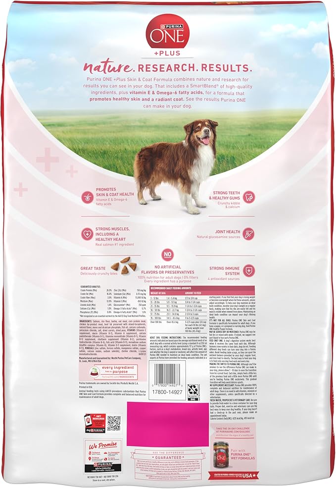 Purina ONE Natural, Sensitive Stomach Dry Dog Food, +Plus Skin & Coat Formula - 31.1 lb. Bag