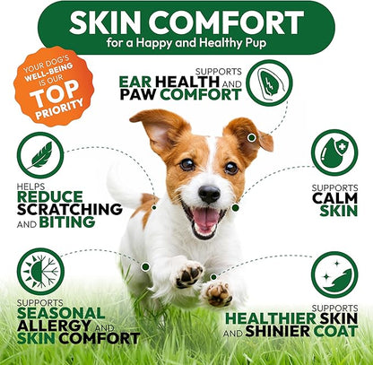 Dog Allergy Relief Chews - 170 Dog Allergy Chews - Itch Relief for Dogs - Omega 3 Fish Oil, Probiotics For Itchy Skin & Hot Spots Allergies, Paw Licking, Dry Skin & Coat Supplement - Beef Liver Flavor