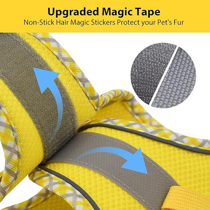 AIITLE Escape-Proof Dog Harness - Extra Soft Jacquard Fabric with Moisture-Wicking Lining, Adjustable Fit for Boston Terrier, Pekingese - Running, Playdates, Outdoor Adventures (Yellow, L)