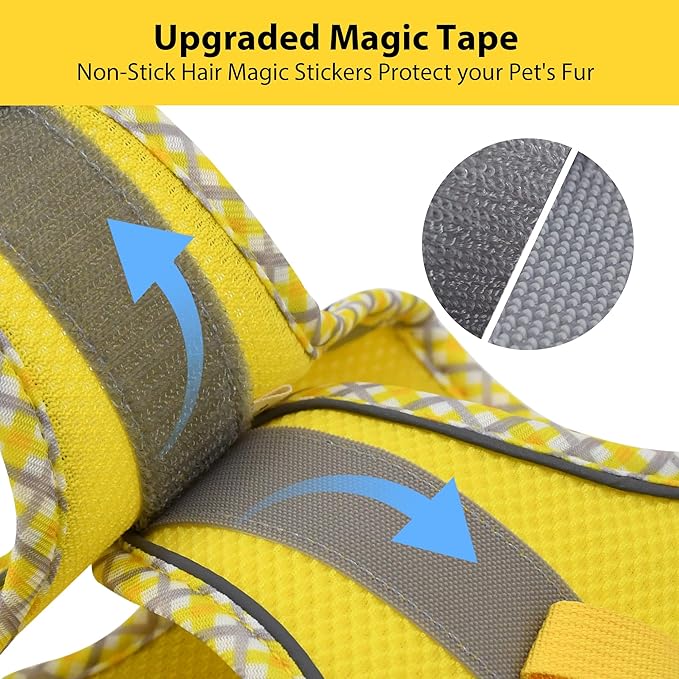 AIITLE XXS Dog Harness & Leash Set - Breathable Reflective No-Choke Small Dog Harness for Teacup Puppies, Indoor/Outdoor Use - Boston Terrier, Maltese, Chihuahua (Yellow, XXS)