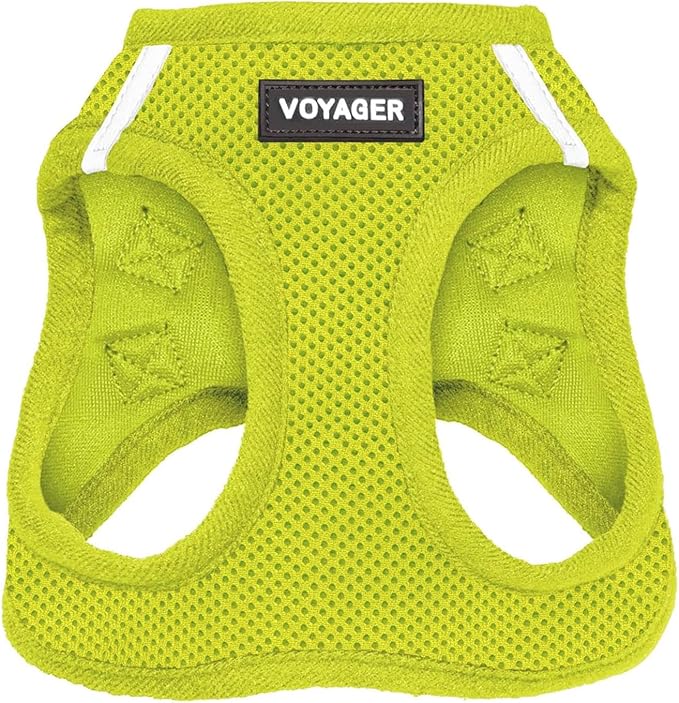 Best Pet Supplies Voyager Step-in Air Harness - All Weather Mesh, Reflective, No Pull Harness for Dogs, Cats - Secure with Hook & Loop Fastener, Buckle, Double D-Rings - Lime Green, XS