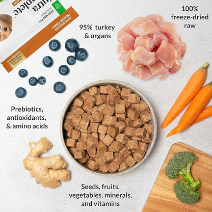 ULTIMATE PET NUTRITION Nutra Complete, 100% Freeze Dried Veterinarian Formulated Raw Dog Food with Antioxidants Prebiotics and Amino Acids, (1 Pound (Pack of 4), Turkey)