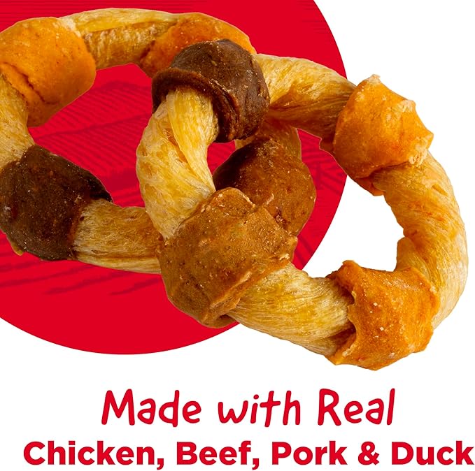 Country Kitchen Rawhide Free Kabob Rings 4 Flavor Protein Variety Dog Chews, Made with Real Chicken, Beef, Pork, and Duck, 5 Count