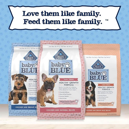 Blue Buffalo Baby Blue Natural Dry Food for Puppies, Healthy Growth Formula with DHA, Savory Chicken Recipe, 4-lb Bag