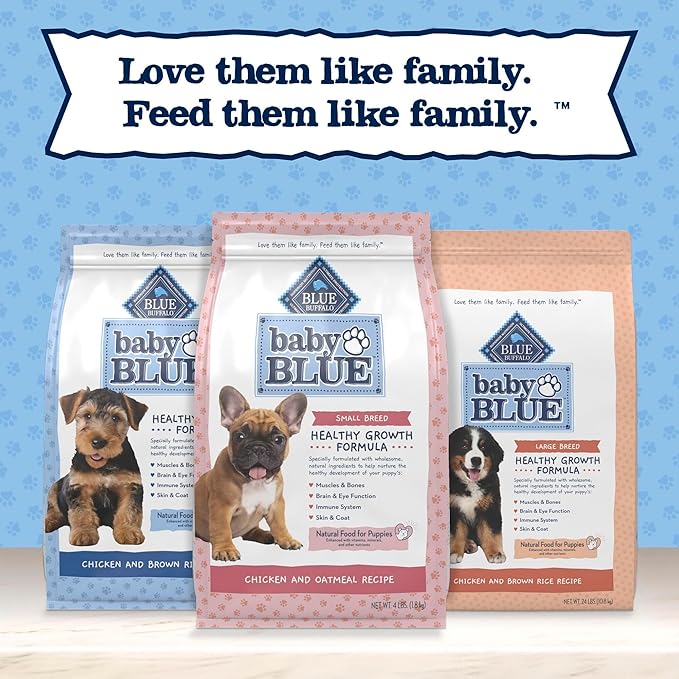 Blue Buffalo Baby Blue Natural Dry Food for Puppies, Healthy Growth Formula with DHA, Savory Chicken Recipe, 24-lb Bag