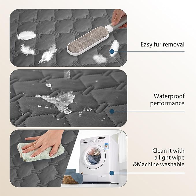 gogobunny 3X Stronger Waterproof Pet Blanket, Scratch Proof Furniture Protector for Dogs Cats, Reversible Cover 32x53 Inch, Dark Grey