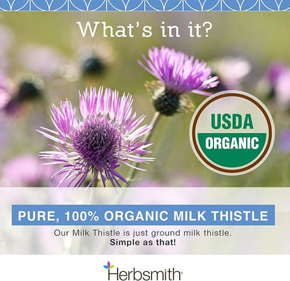 Herbsmith Organic Milk Thistle for Dogs and Cats – Liver Supplement for Dogs & Cats – Made in USA – 150g Powder
