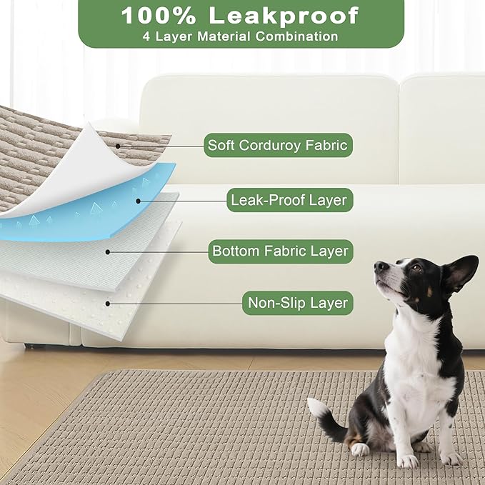 Washable Pee Pads for Dogs, Reusable Puppy Pads Dog Pads, Non-Slip Dog Pee Pads, Leakproof Pet Pee Pads Wee Wee Pads for Dogs. (Brown, 60"x60"(Pack of 1))