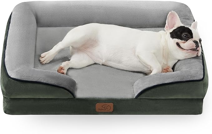 Bedsure Orthopedic Dog Bed Medium Size Dogs - Washable Medium Dog Cat Bed Waterproof, Comfort Pet Couch Sofa with Washable Removable Cover, Pets Bed with Nonskid Bottom, Boreal Canopy Green, 28"