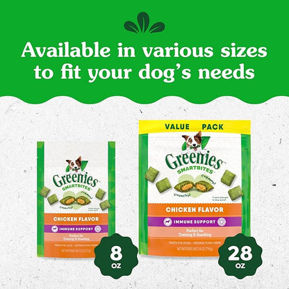 Greenies Smartbites Soft Dog Treats, Dog Immune Support Crunchy & Soft, Chicken Flavor, 8 oz. Pack