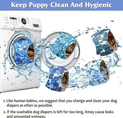 5 Pack Dog Diapers Male Reusable, Premium Belly Bands for Dogs, High Absorbing Male Dog Pee Wraps for Doggie in Incontinence or Excitable Urination Camouflage Pattern XS