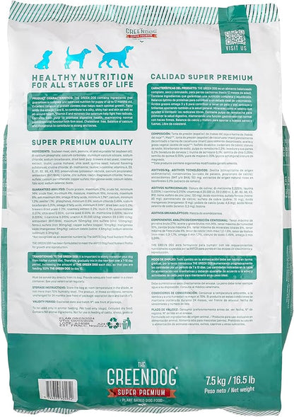 The Green Dog: Super Premium - Puppies - 16.5 Lb Bag Dog Food - Plant Based Protein, Vegan Dry Pet Kibble, Gluten Free, Complete Nutrition