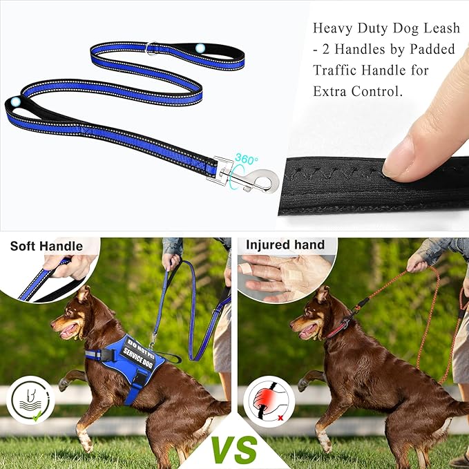 Service Dog Harness and Leash Set, Training Dog Vest with 10 Dog Patches, Emotional Support Therapy Dog Vest Harness for Small Medium Large and Extra Large Dogs(Blue, XS)